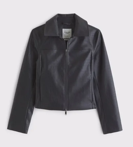 Slim Zip Vegan Leather Jacket
